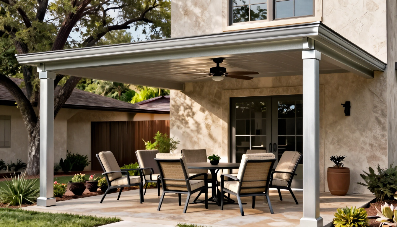 San Antonio patio cover creating a shaded outdoor living area