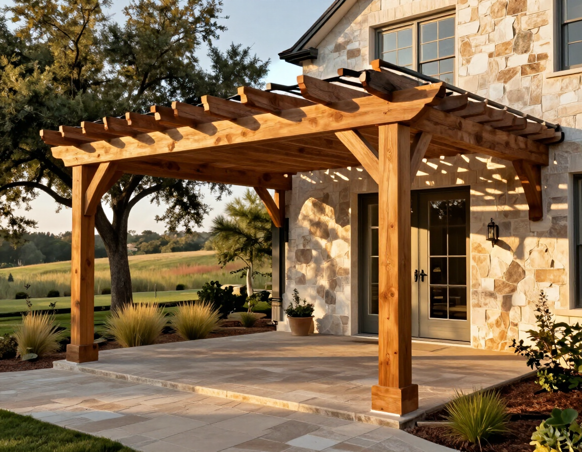 Custom patio cover suited to a Texas Hill Country home