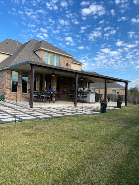 Aluminum patio cover installed in Martindale, TX backyard Aluminum patio cover installed in Martindale, TX backyard