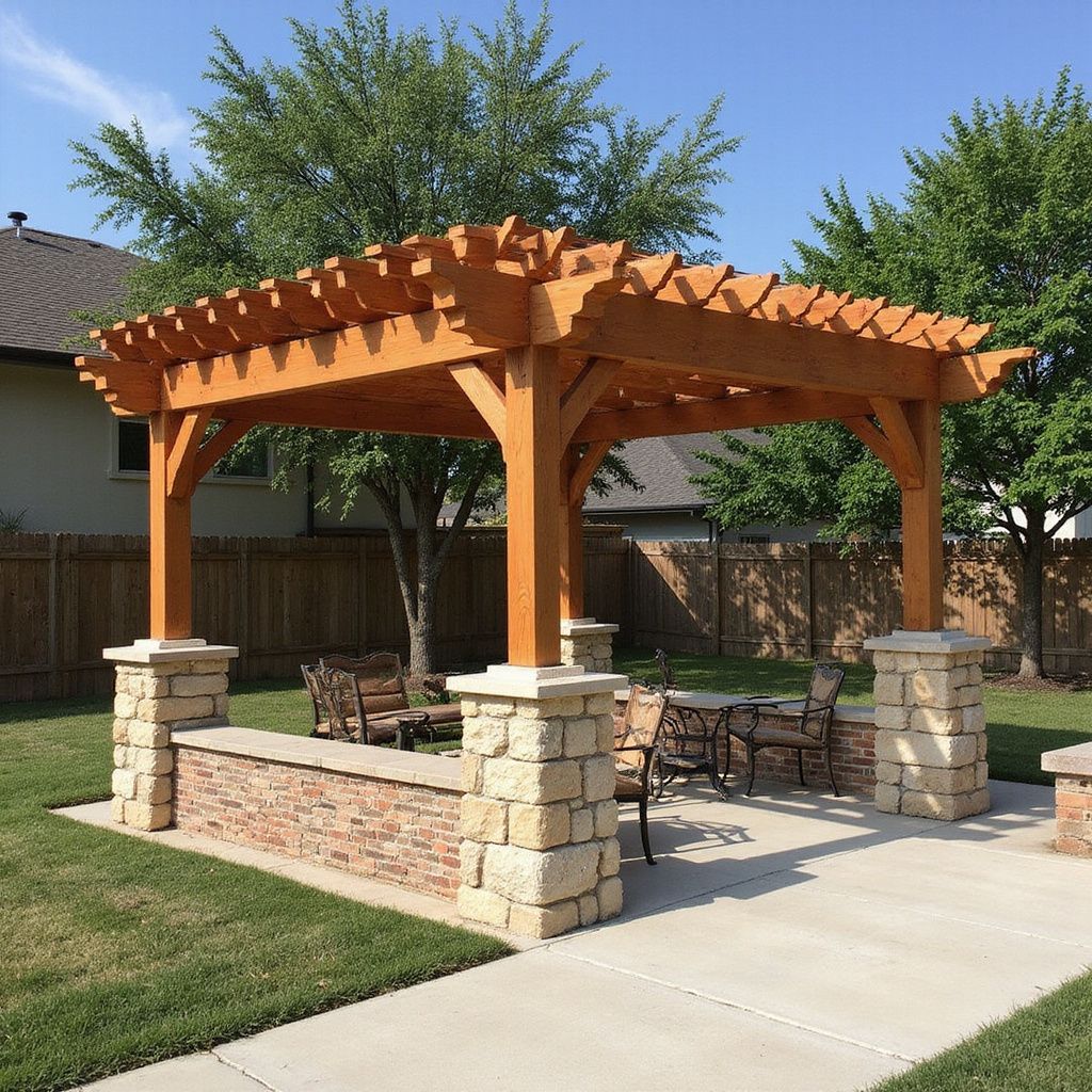 Backyard Austin pergola designed to reduce heat while maintaining airflow
