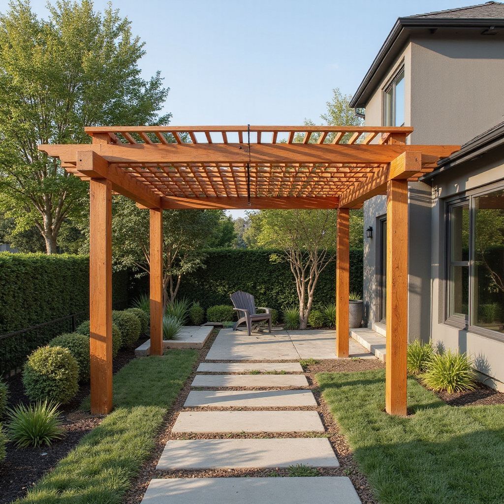 Cedar pergola with slatted roof in Schertz.