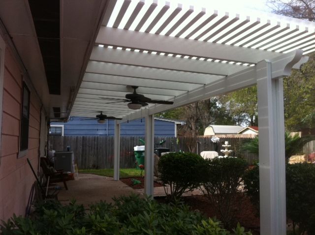 Pergola with wide‑slat roof in Westlake.