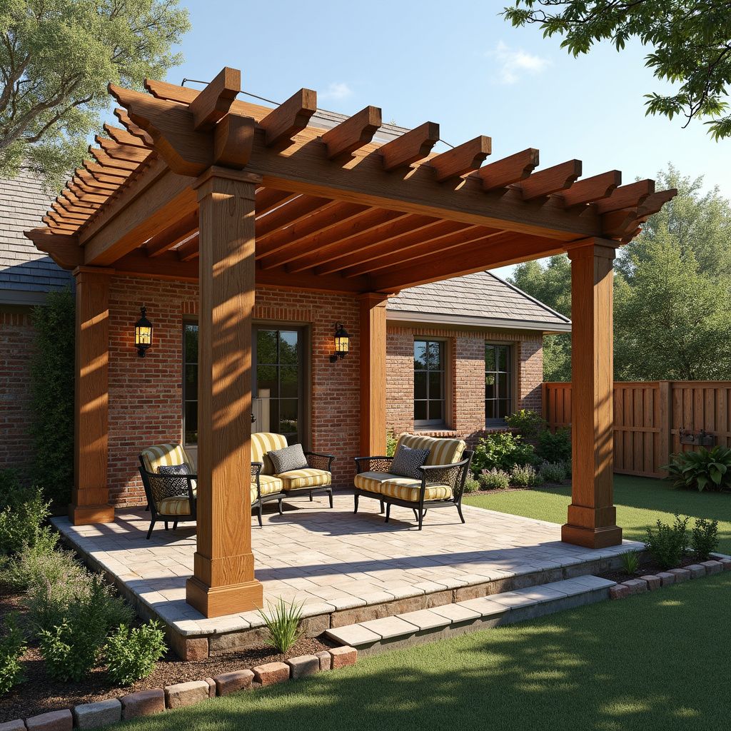 Modern cedar pergola with wide spacing in Cibolo.