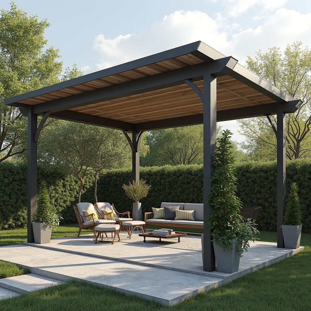 Freestanding patio cover beside fire pit in Blanco Vista