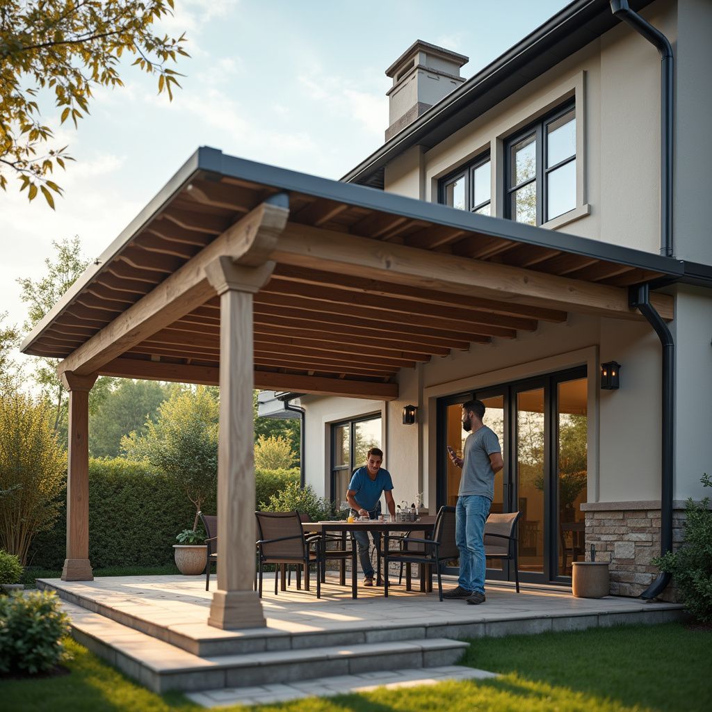 Modern patio roof extension with clean lines in Bee Cave, TX