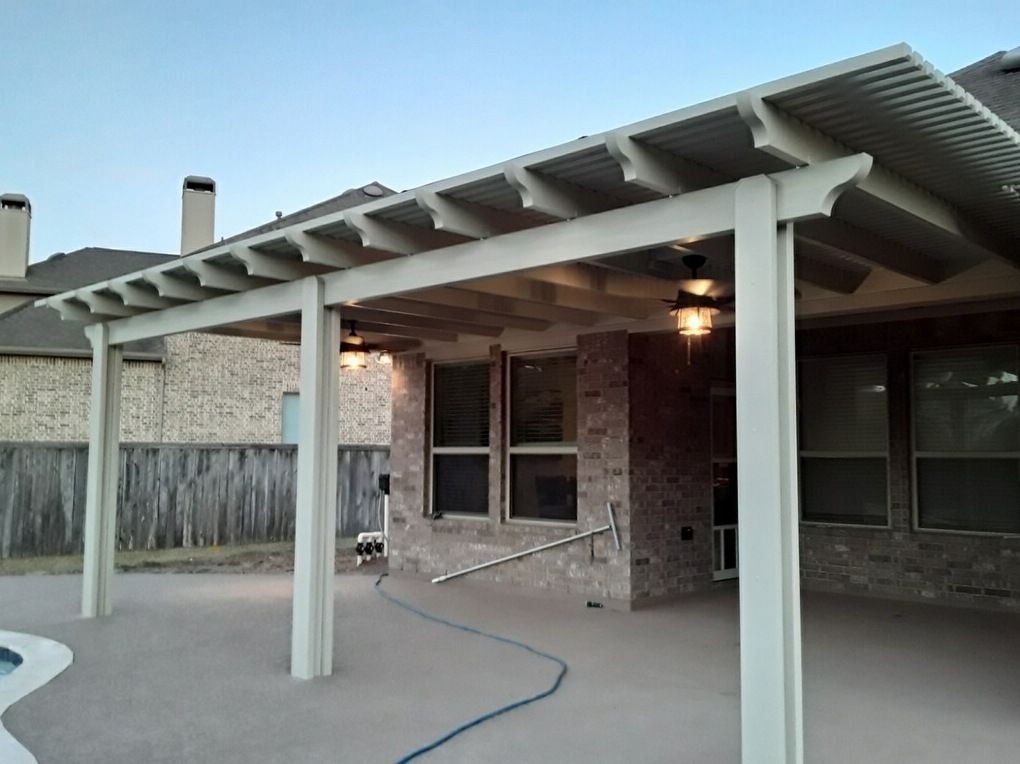 Pergola installed over a concrete patio to enhance outdoor living in Mueller.