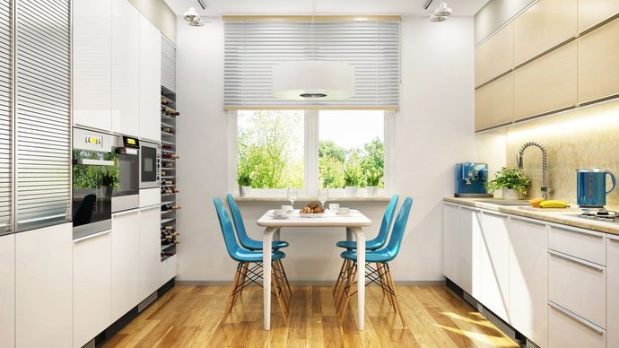 kitchen with chandelier lighting