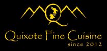 Quixote Fine Cuisine logo in gold on black with stylized mountain and knight emblem, “since 2012” below