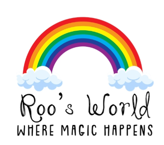 Rainbow over clouds with text 