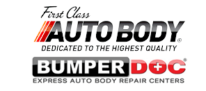 The logo for first class auto body express auto body repair centers