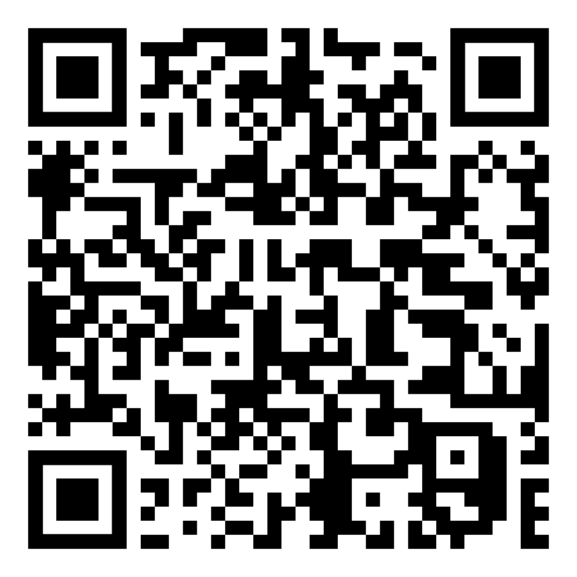 A black and white QR code square on a white background.