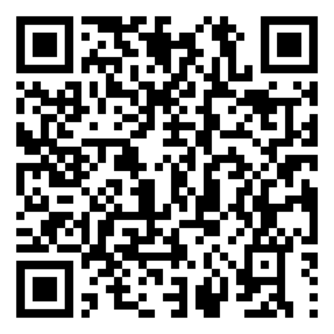 A black and white QR code square on a white background.