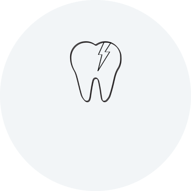 Tooth with crack and lightning bolt.