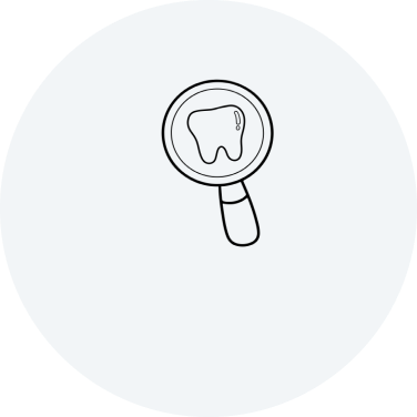 Magnifying glass showing tooth, dental check-up concept.