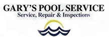 Gary’s Pool Service logo with blue and gold wave icon and “Service, Repair & Inspections” text