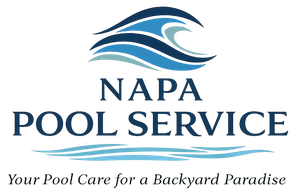 Napa Pool Service logo with blue wave icon and tagline “Your Pool Care for a Backyard Paradise”