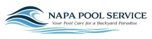Napa Pool Service logo with blue wave graphic and tagline “Your Pool Care for a Backyard Paradise”