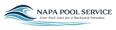 Napa Pool Service logo with blue wave graphic and tagline “Your Pool Care for a Backyard Paradise”