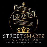 Street Smartz Foundation logo with gold and black signpost, crown, and tagline “Educate • Empower • Elevate”