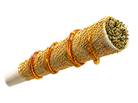 Three rolled cigarillos with tan tips on a white background