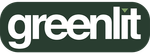 Greenlit logo in white lowercase letters on a dark green rounded rectangle with a small leaf accent.