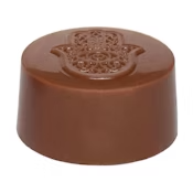 Brown plastic cap with a decorative embossed top, shown on a white background