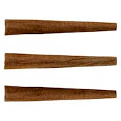 Three brown wooden wedges arranged horizontally on a white background