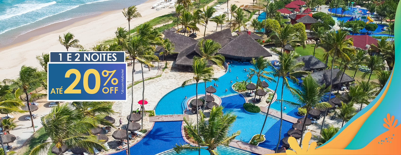 Hóspedes acenando em boias amarelas no rio lento do resort. Promoção Férias de Julho Enotel Porto de Galinhas