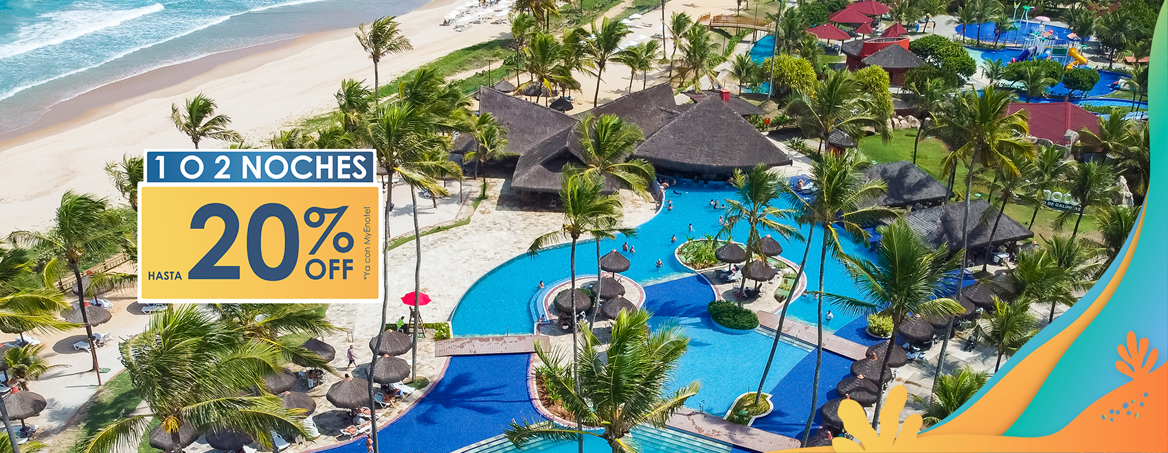 Hóspedes acenando em boias amarelas no rio lento do resort. Promoção Férias de Julho Enotel Porto de Galinhas