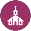 an icon of a church with a cross on top of it