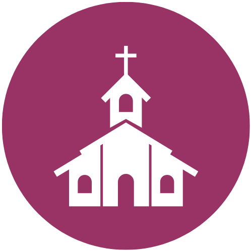 an icon of a church with a cross on top of it