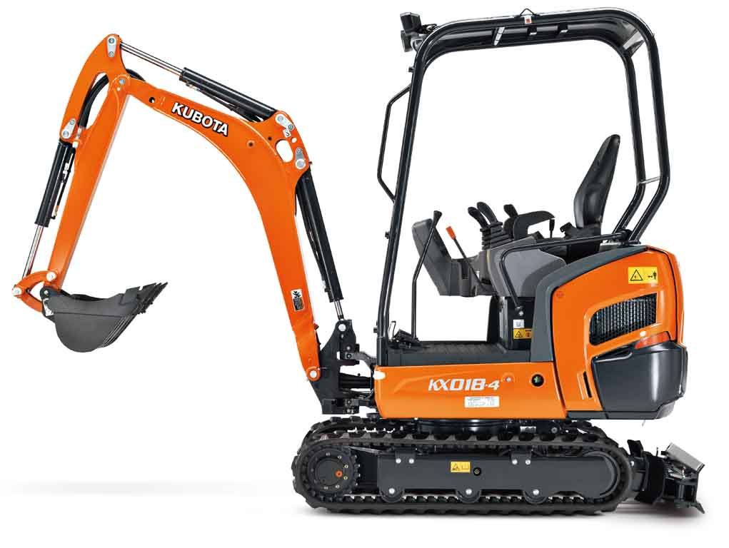 A small orange and black excavator on a white background.