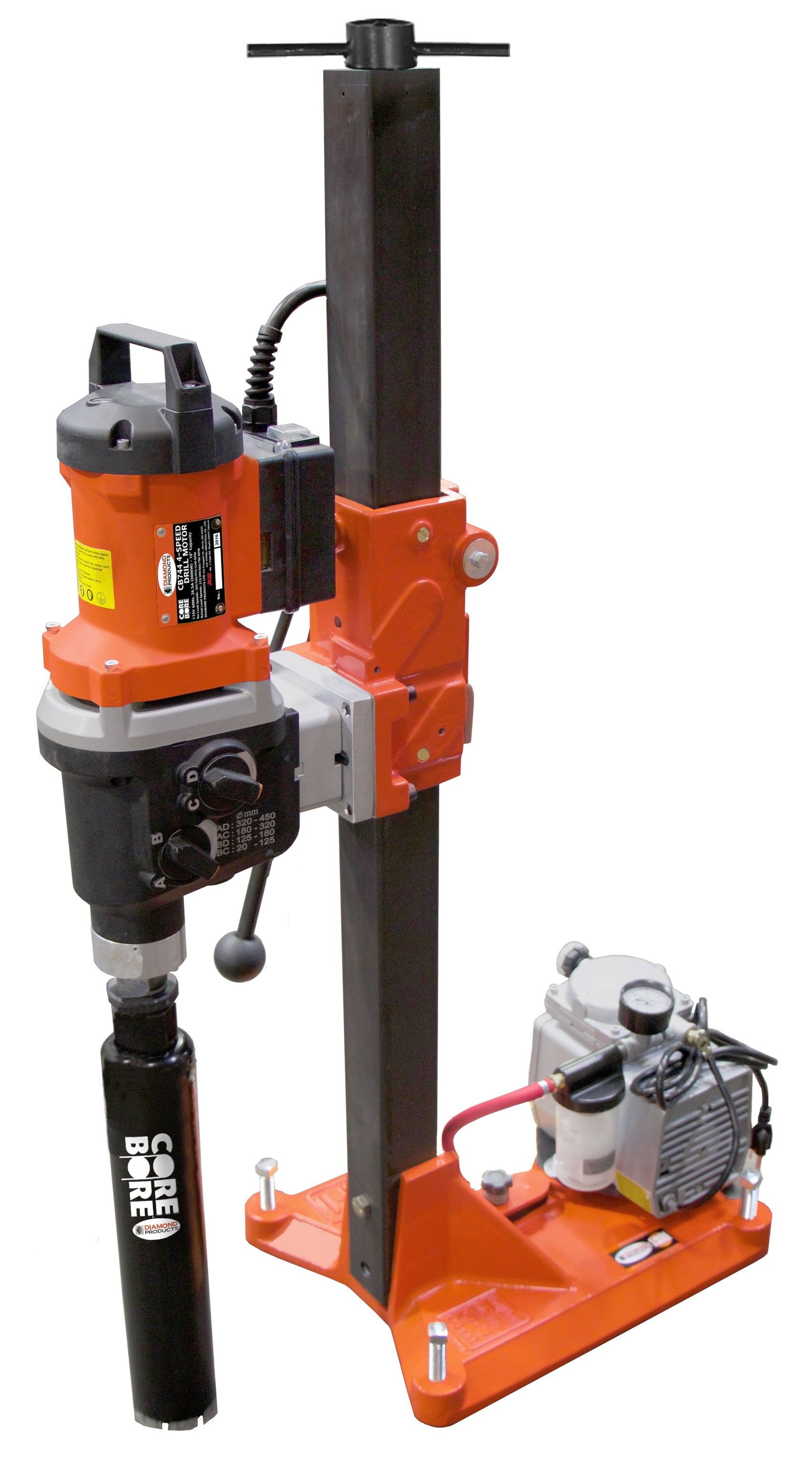A machine is sitting on top of a pole on a white background.
