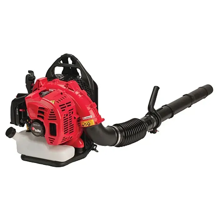 A red and black leaf blower on a white background.