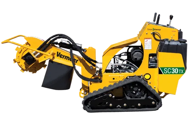 A yellow stump grinder is on a white background.