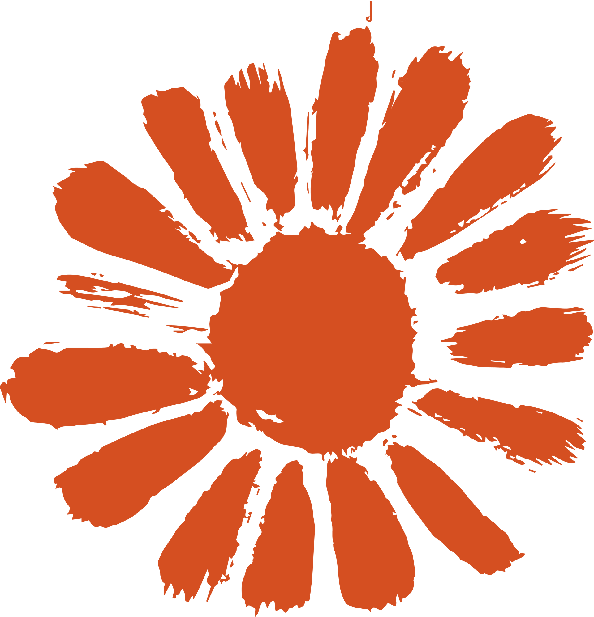 Raio de sol laranja com aparência texturizada de pincelada.