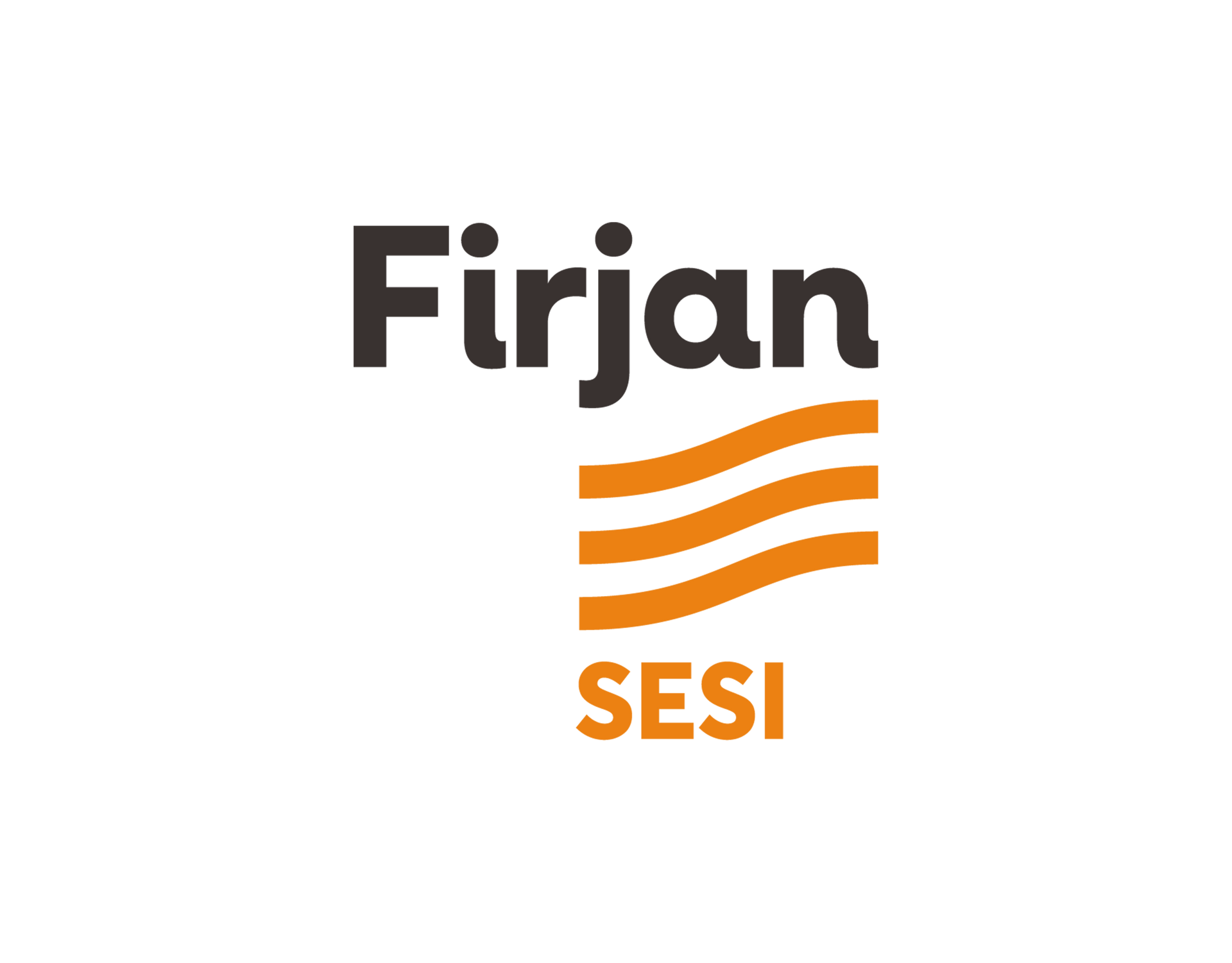 Firjan SESI logo: brown text above orange wavy lines, with