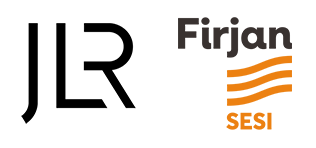 JLR logo next to a Firjan SESI logo with orange waves.