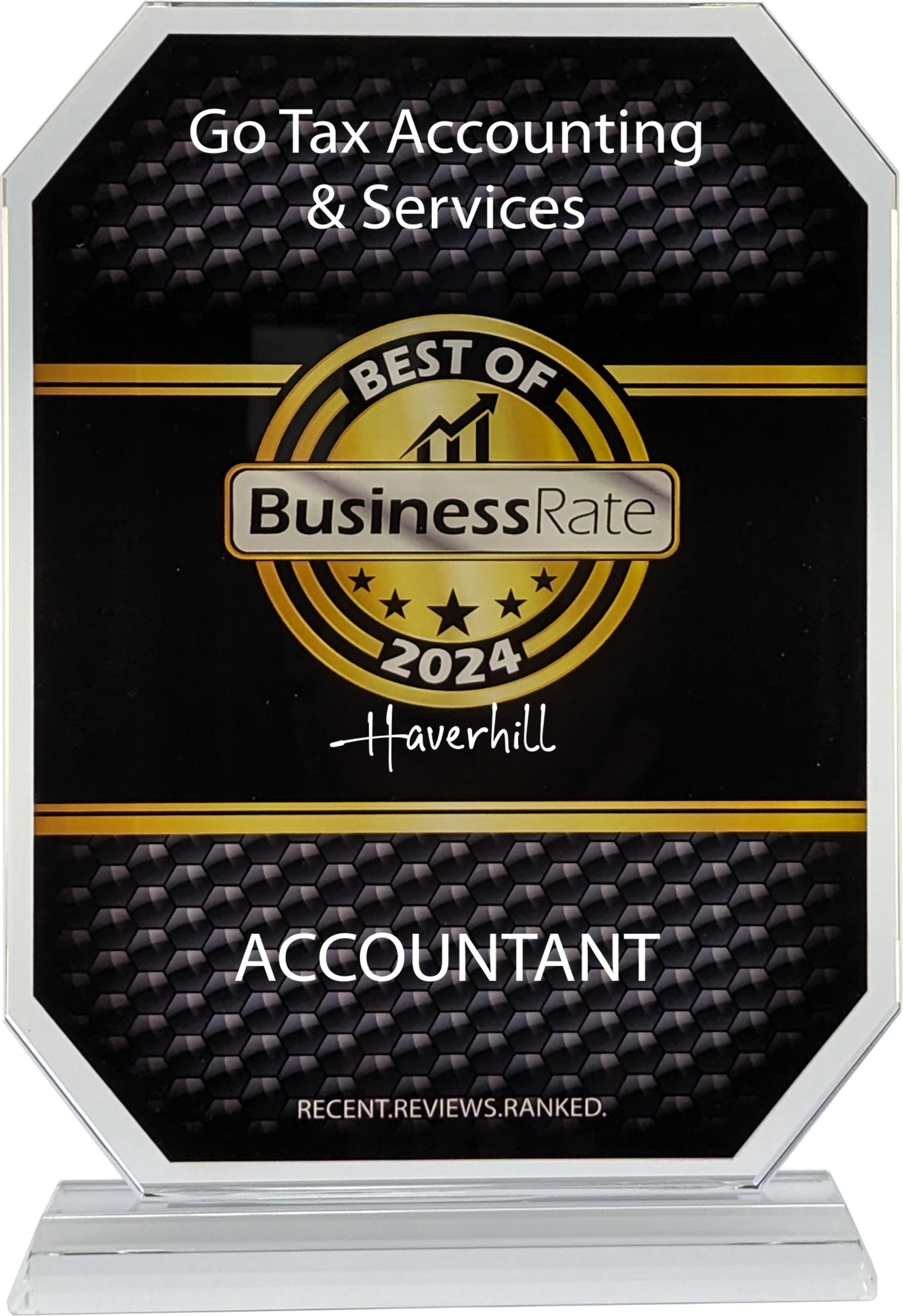 Go Tax Accounting & Services “Best of Business” 2022 award plaque for accountant