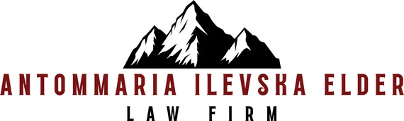 Antommaria Ilevska Elder, LLC Logo: Mountains above text