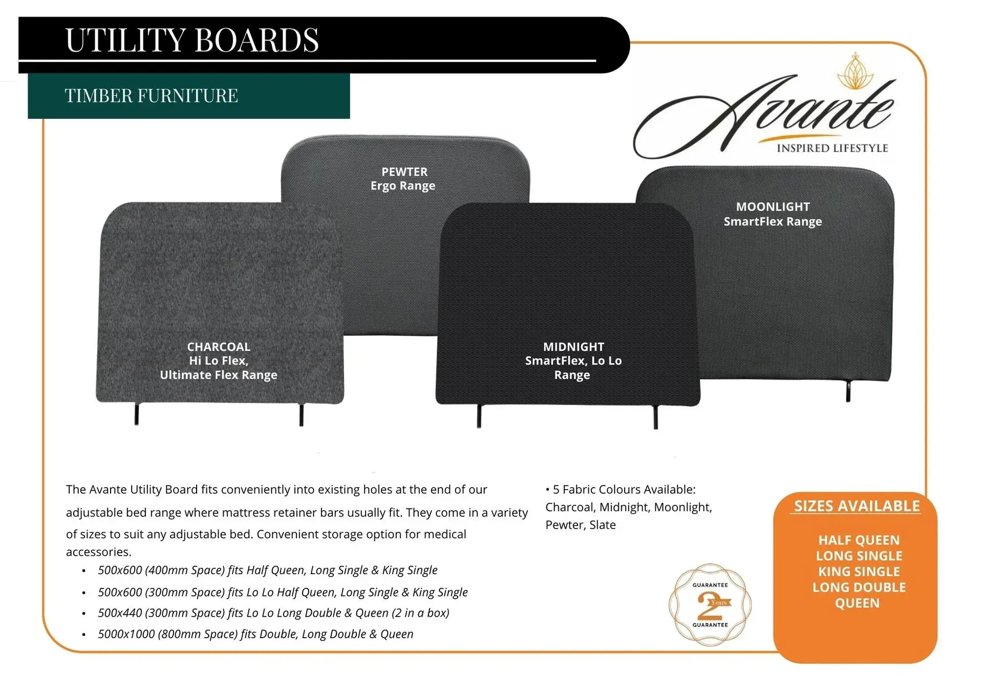 Utility boards product ad with three gray/black board panels on a white background
