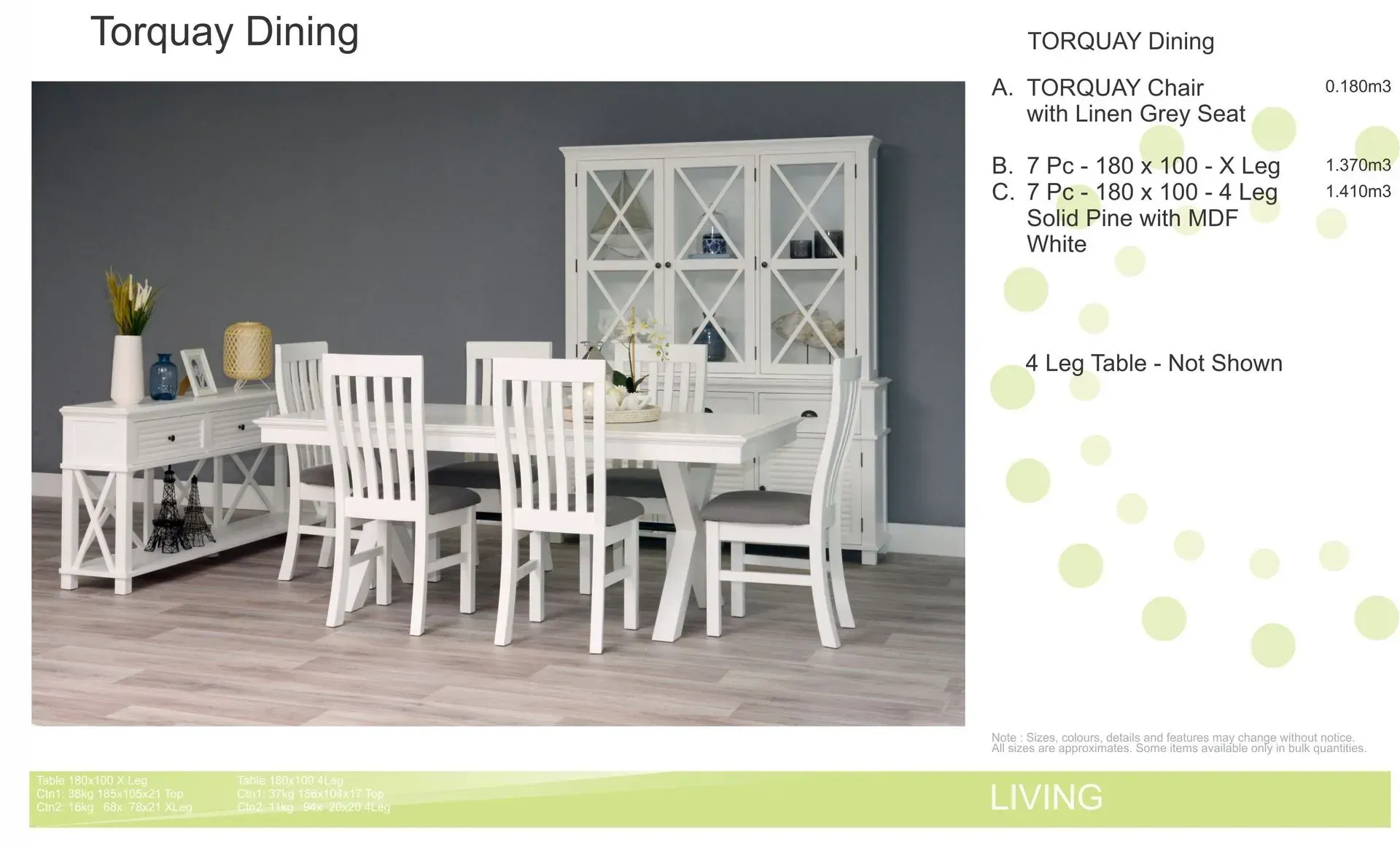 White dining table set with chairs and hutch in a light gray room, styled as home furniture display