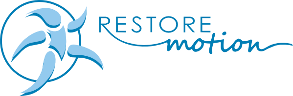 Restore Motion logo in blue celebrating 20th anniversary
