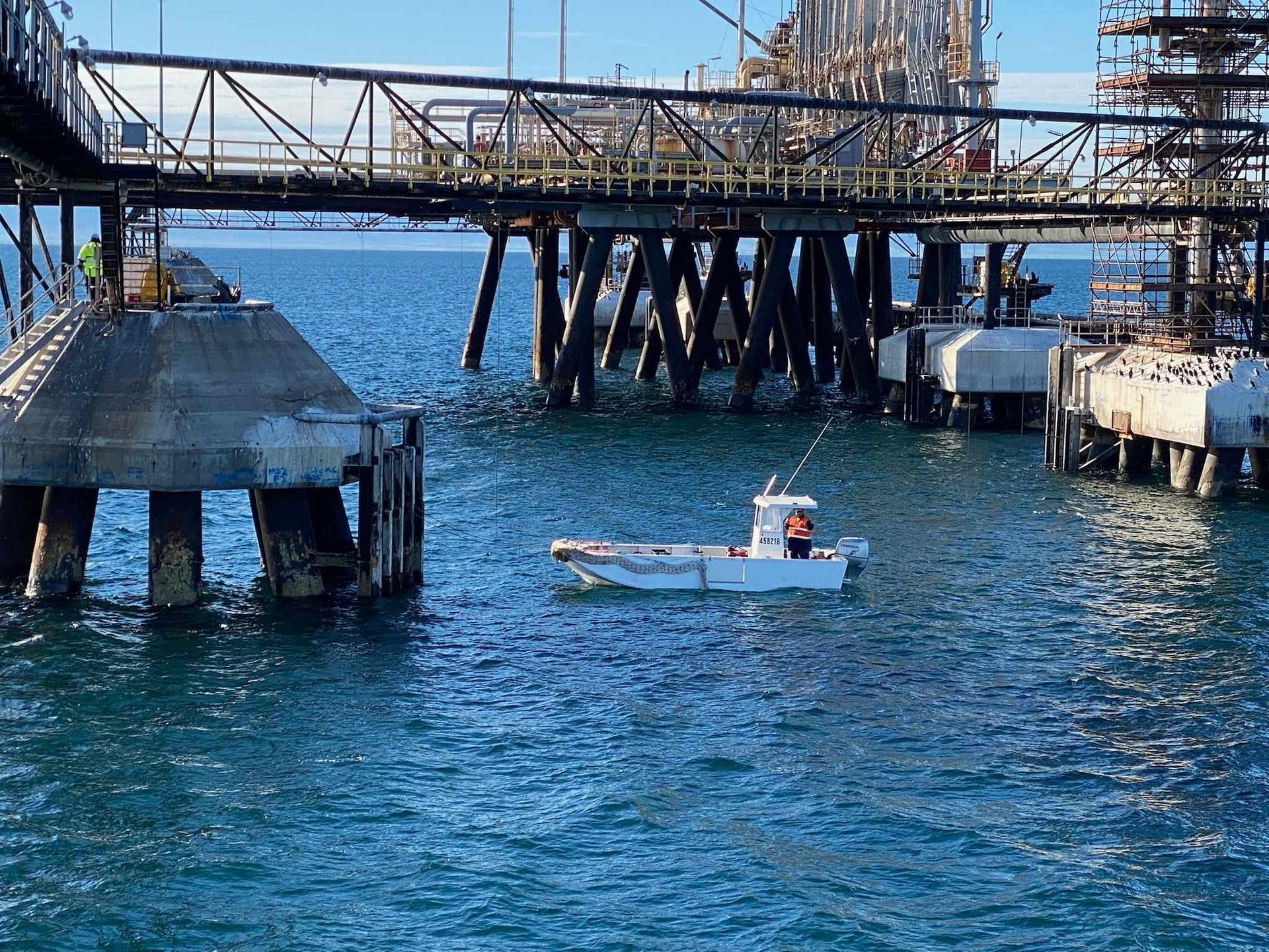 Commercial survey work boat operating on an Australian waterway