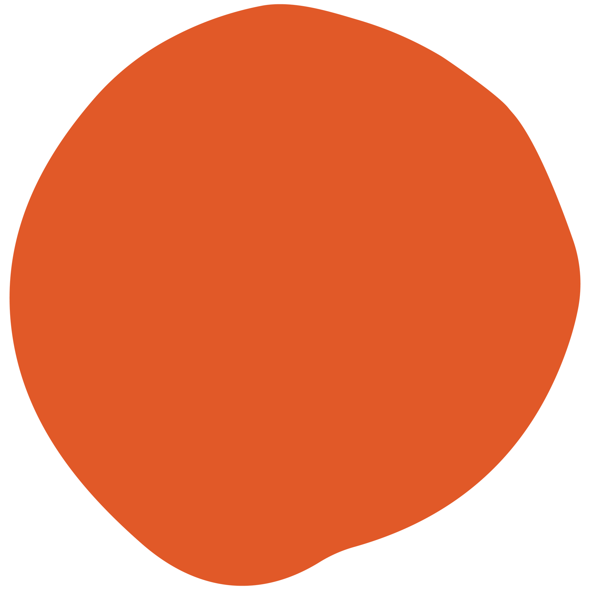 A large orange circle on a white background.
