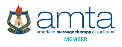 AMTA logo with torch emblem and text “american massage therapy association” and “MEMBER”