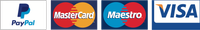 Paypal mastercard en visa logo's op een witte achtergrond