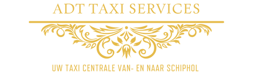 Een logo voor adt taxi services met een gouden bloemenontwerp