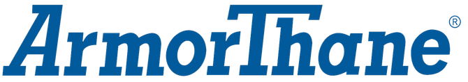 ArmorThane blue logo text with a gold underline on a white background