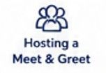 Icon of two people above the text “Hosting a Meet & Greet”